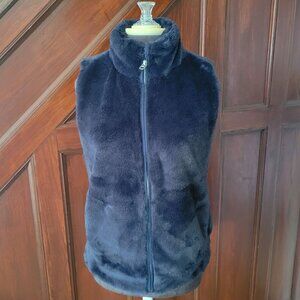 J.Crew Womens Navy Soft Faux Fur  Full-Zip Vest Size S